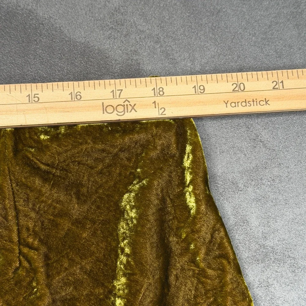 Anthropologie Velvet Pants Womens XL Moss Green Wide Leg Crushed Pull On Tilda - Picture 7 of 11